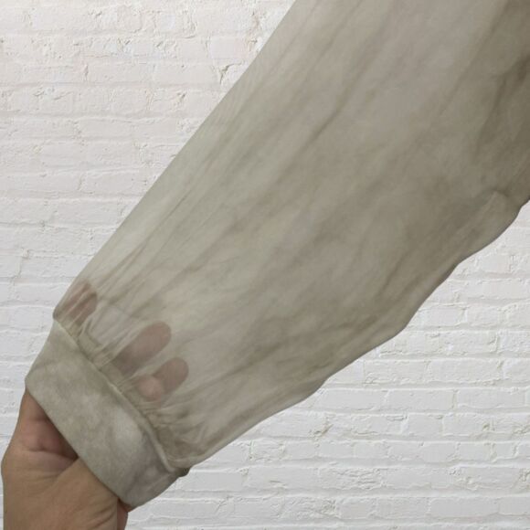 H Trend Italy Silk Lace Blouse S Beige Asymmetric Hem Made in Italy - Picture 8 of 14